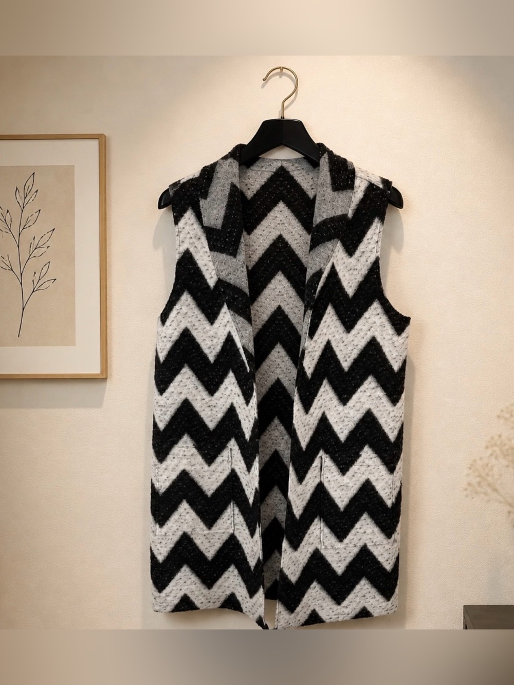 Haggar Clothing Chevron Patterned Open Vest Size G/L